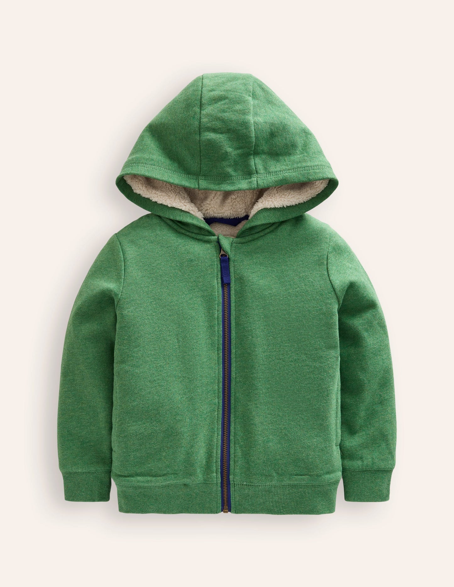 Shaggy-Lined Hoodie-Green Marl