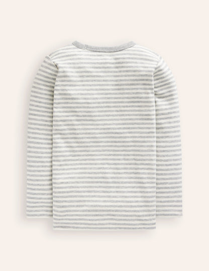 Cosy Brushed Top-Grey/Ivory