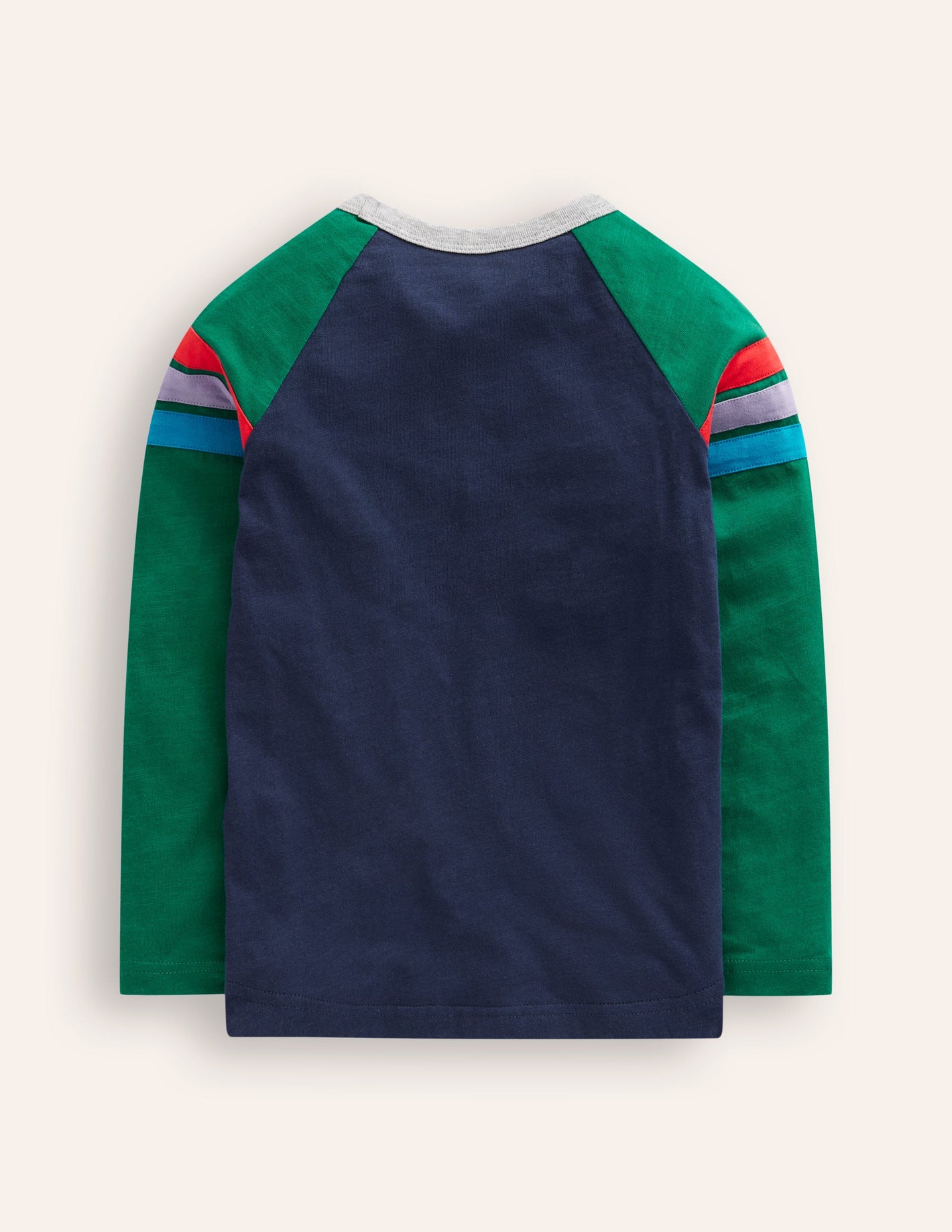 Long Sleeve Raglan T-shirt-Jewel Green/ Navy