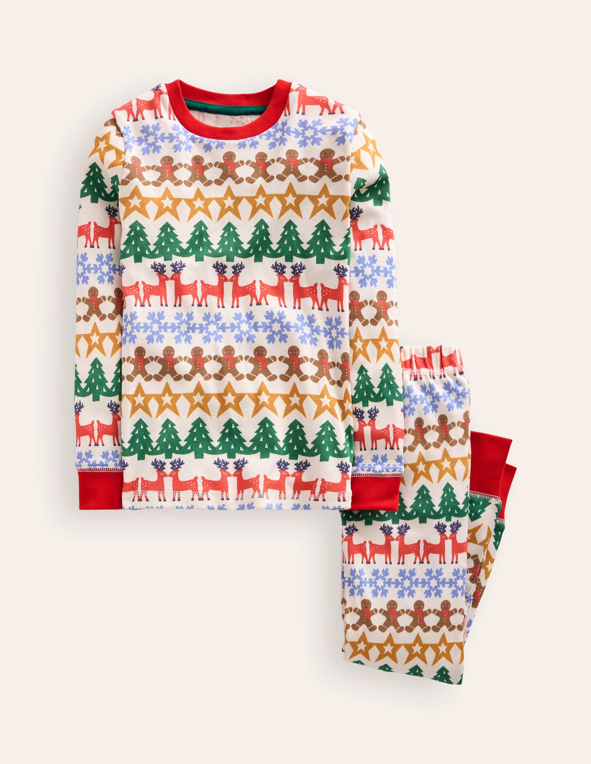 Snug Long John Pyjamas-Gingerbread Fair Isle-1