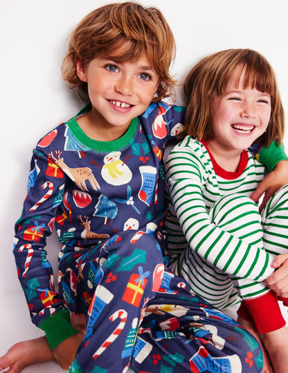 Snug Twin Pack Pyjamas-Christmas Presents and Stripe