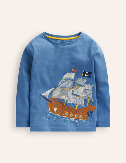 Superstitch T-shirt-Bluejay Pirate ship