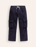 Pull-On Cord Cargo Trousers-French Navy