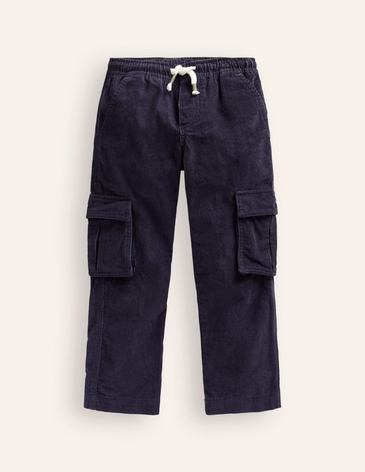 Pull-On Cord Cargo Trousers-French Navy