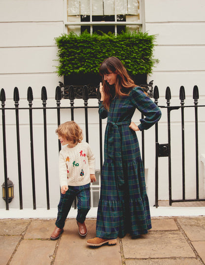 Smart Pleated Trousers-Blue / Green Check