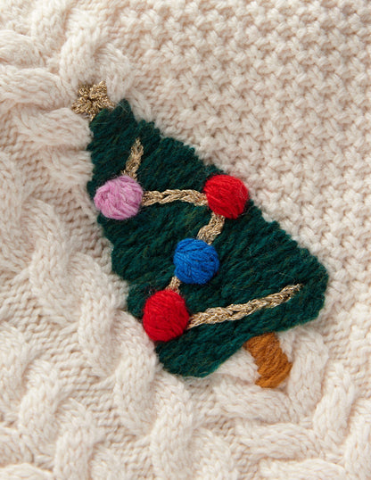 Festive Cable Jumper-Ecru Marl-3