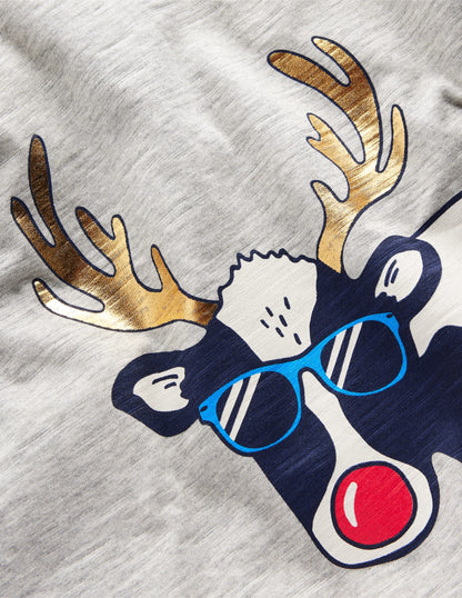 Festive Raglan T-Shirt-Grey Marl Moo-Dolph