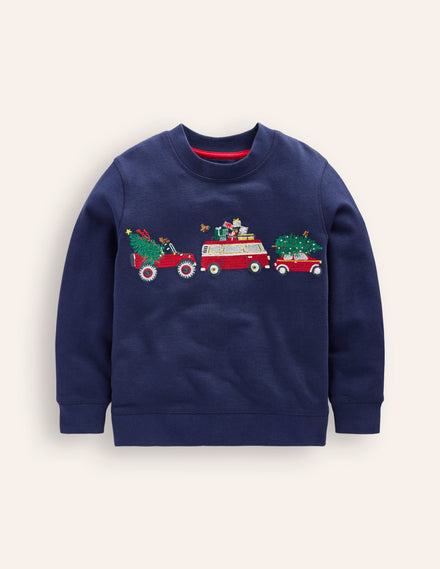 Cosy Festive Sweatshirt-College Navy Cars