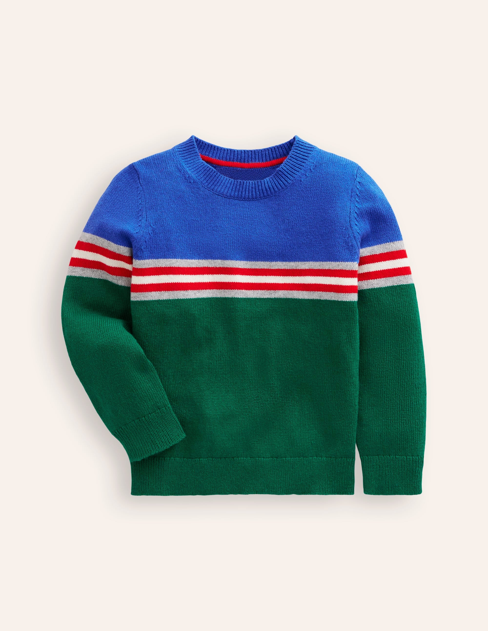 Colour Block Jumper-Ivy Green - Image 1