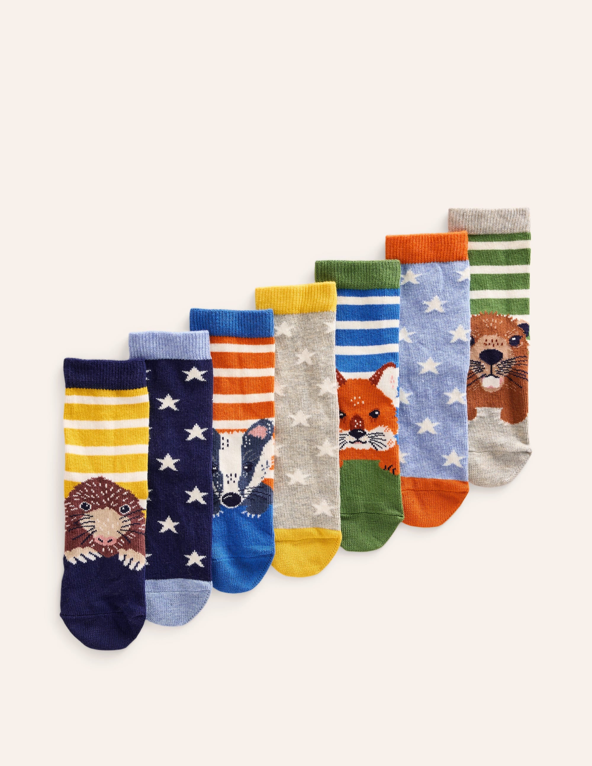 Socks 7 Pack-Multi Woodland Animals - Image 1