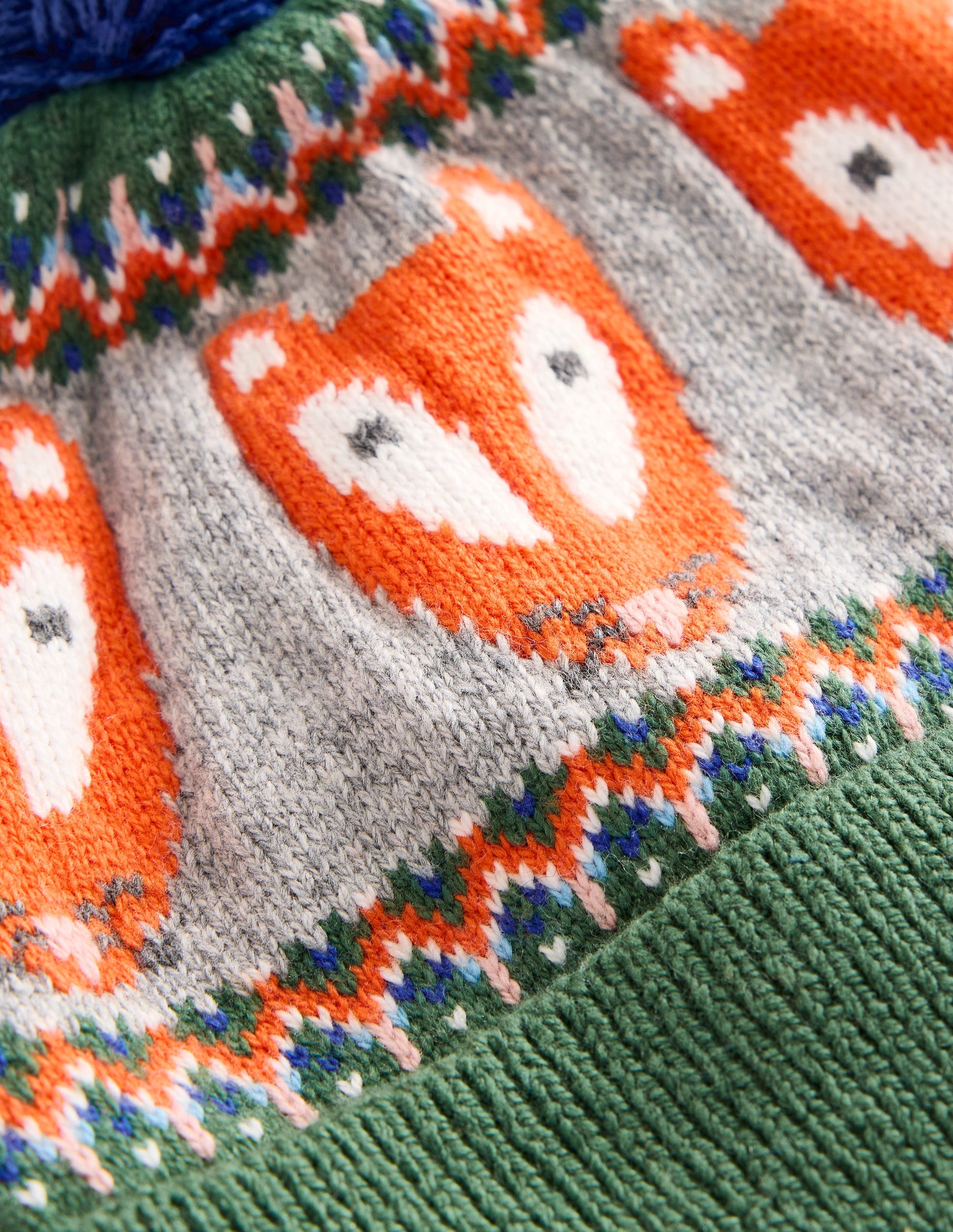 Fair Isle Knitted Beanie-Spruce Green Fox-2