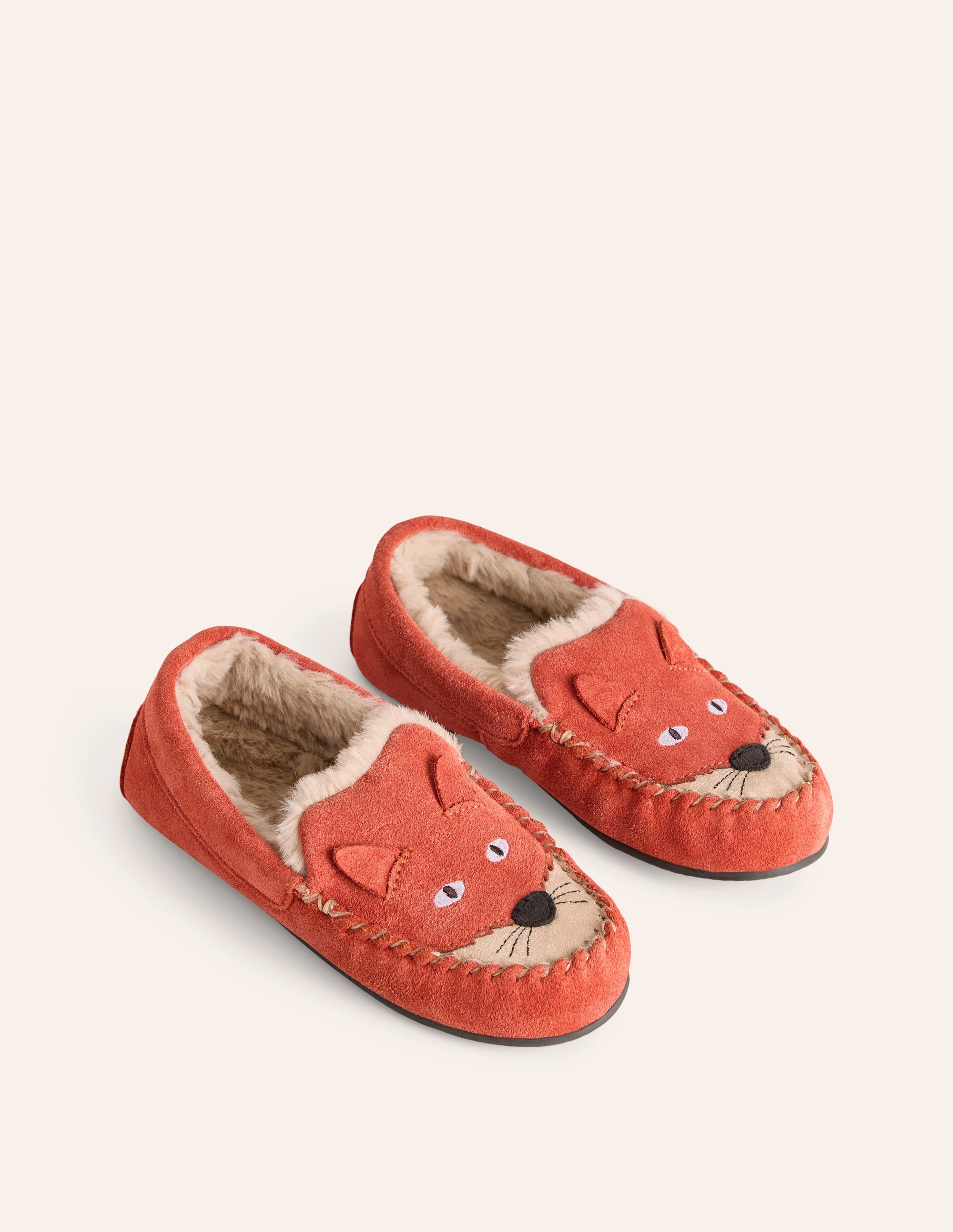 Cosy Suede Fox Slippers-Autumn Spice Orange - Image 2