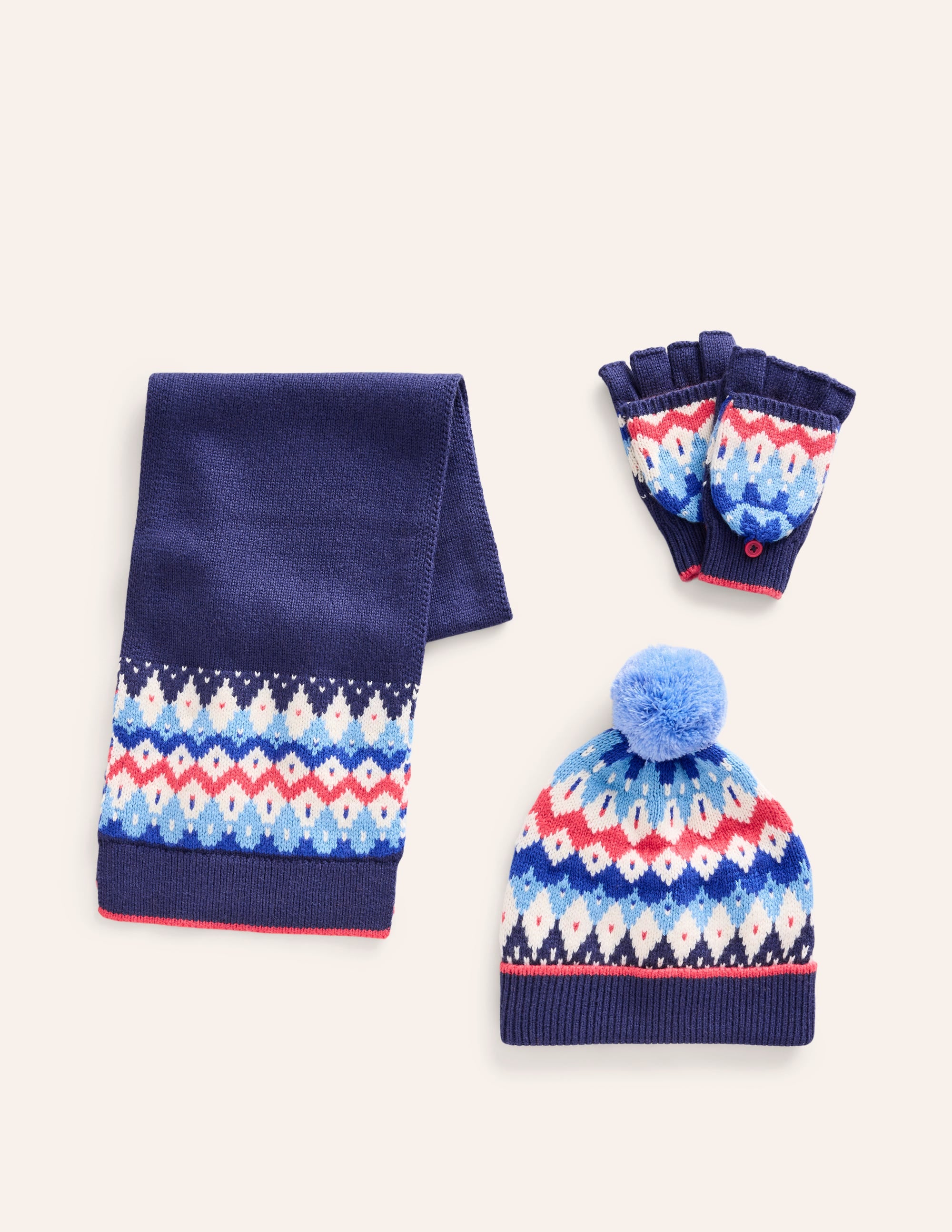 Fair Isle Knitted Set-Sapphire Blue Geo - Image 1