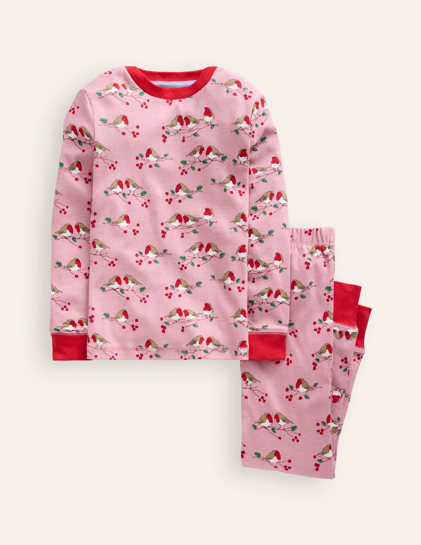 Snug Long John Pyjamas-Rose Robins