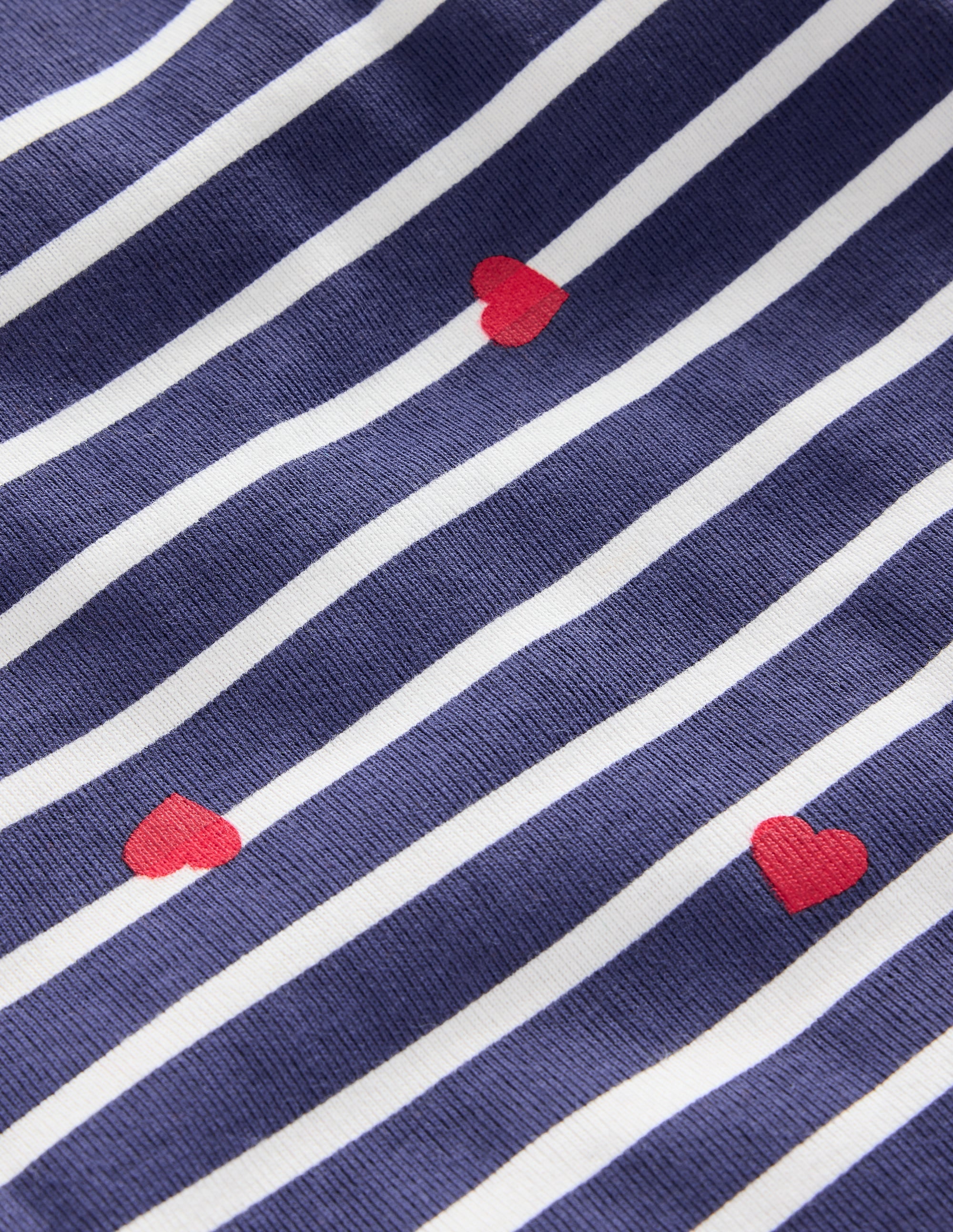 Snug Long John Pyjamas-Navy Breton with Tiny Hearts - Image 3