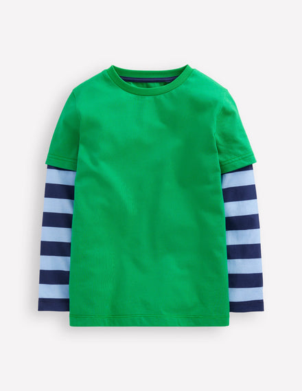 Mock Sleeve T-shirt-Sapling Green