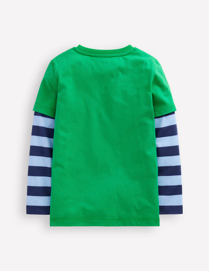 Mock Sleeve T-shirt-Sapling Green