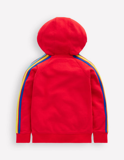 Rainbow Zip-Up Hoodie -Cherry Tomato Red