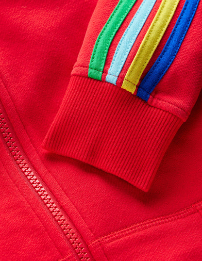 Rainbow Zip-Up Hoodie -Cherry Tomato Red