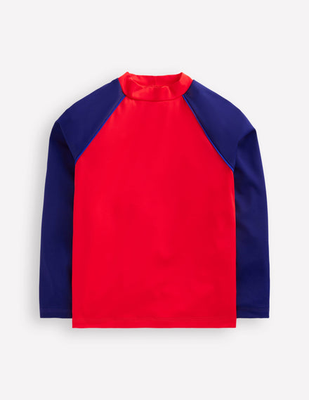 Colour Block Rash Vest-Poppy Red