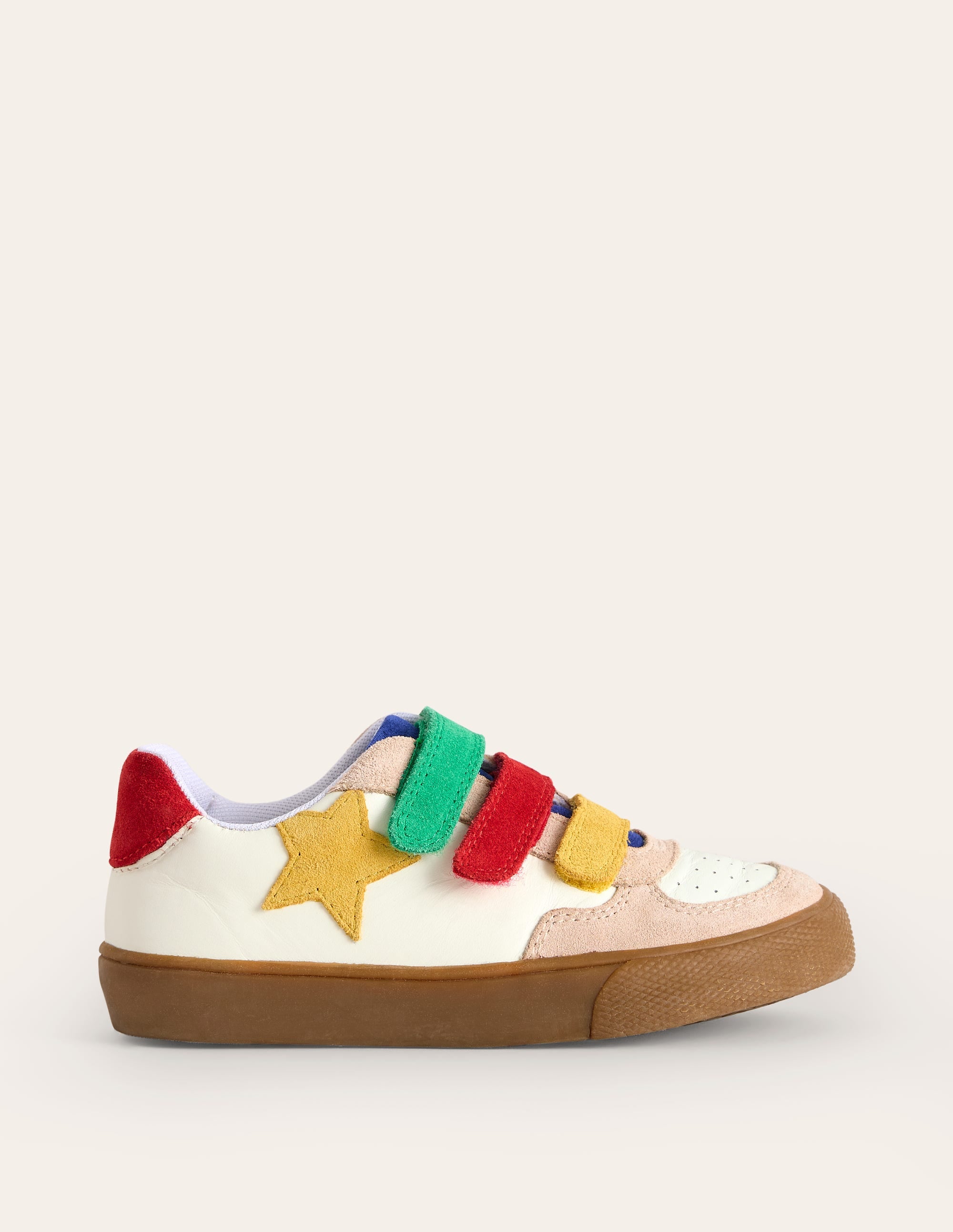 Leather Low Top-White and Multi Colourblock - Image 1