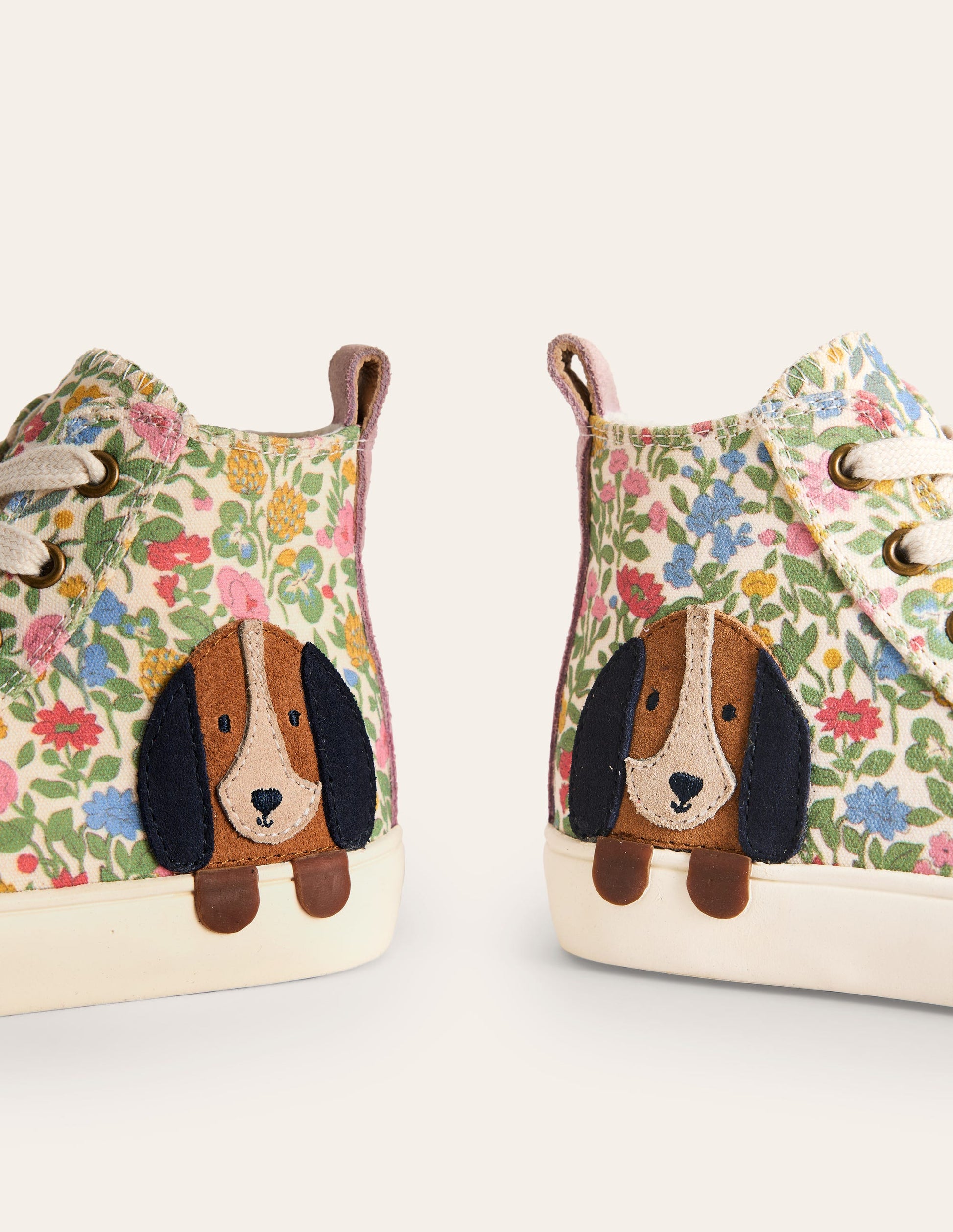 Applique Canvas High Top-Multi Floral Dog-3