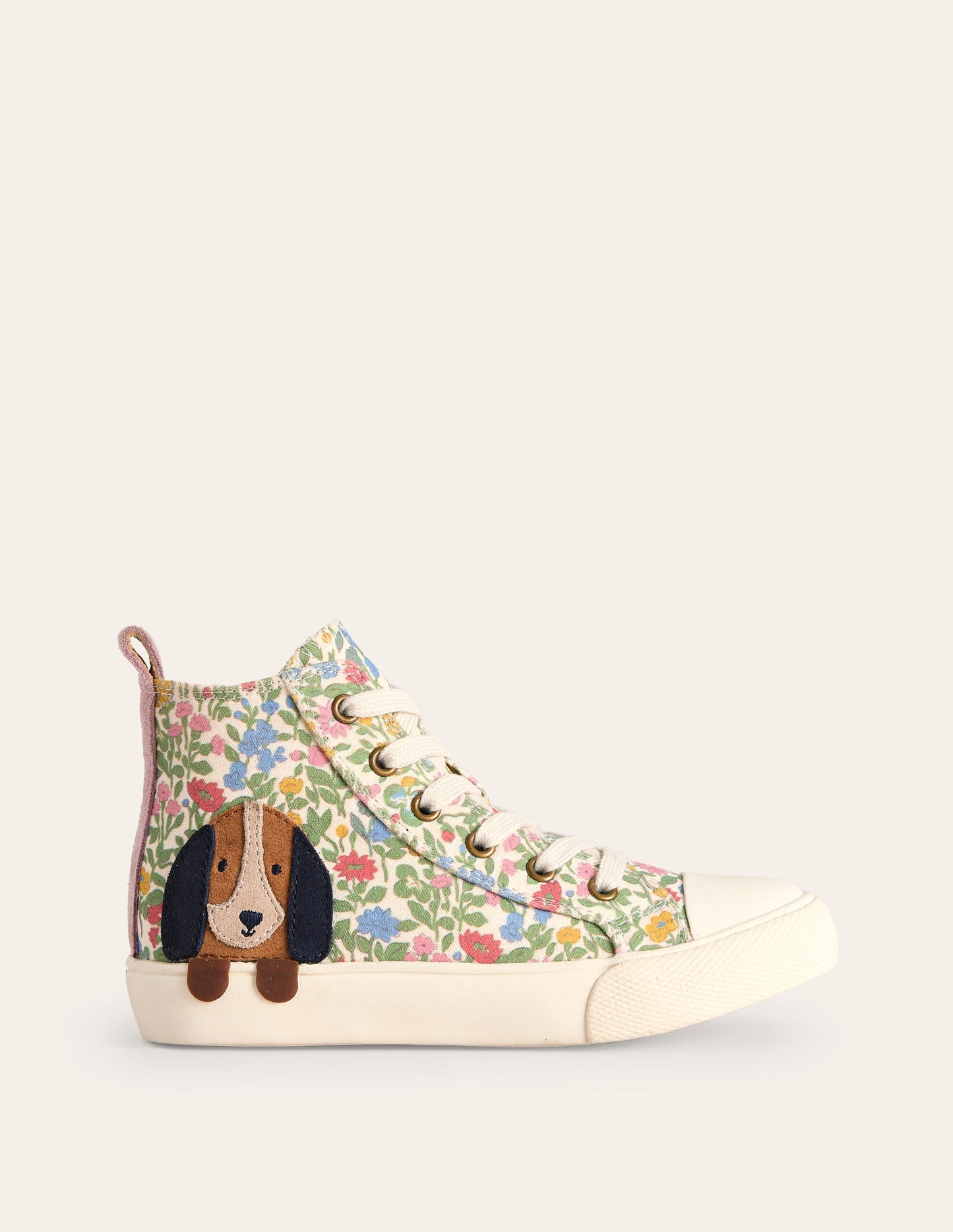 Applique Canvas High Top-Multi Floral Dog