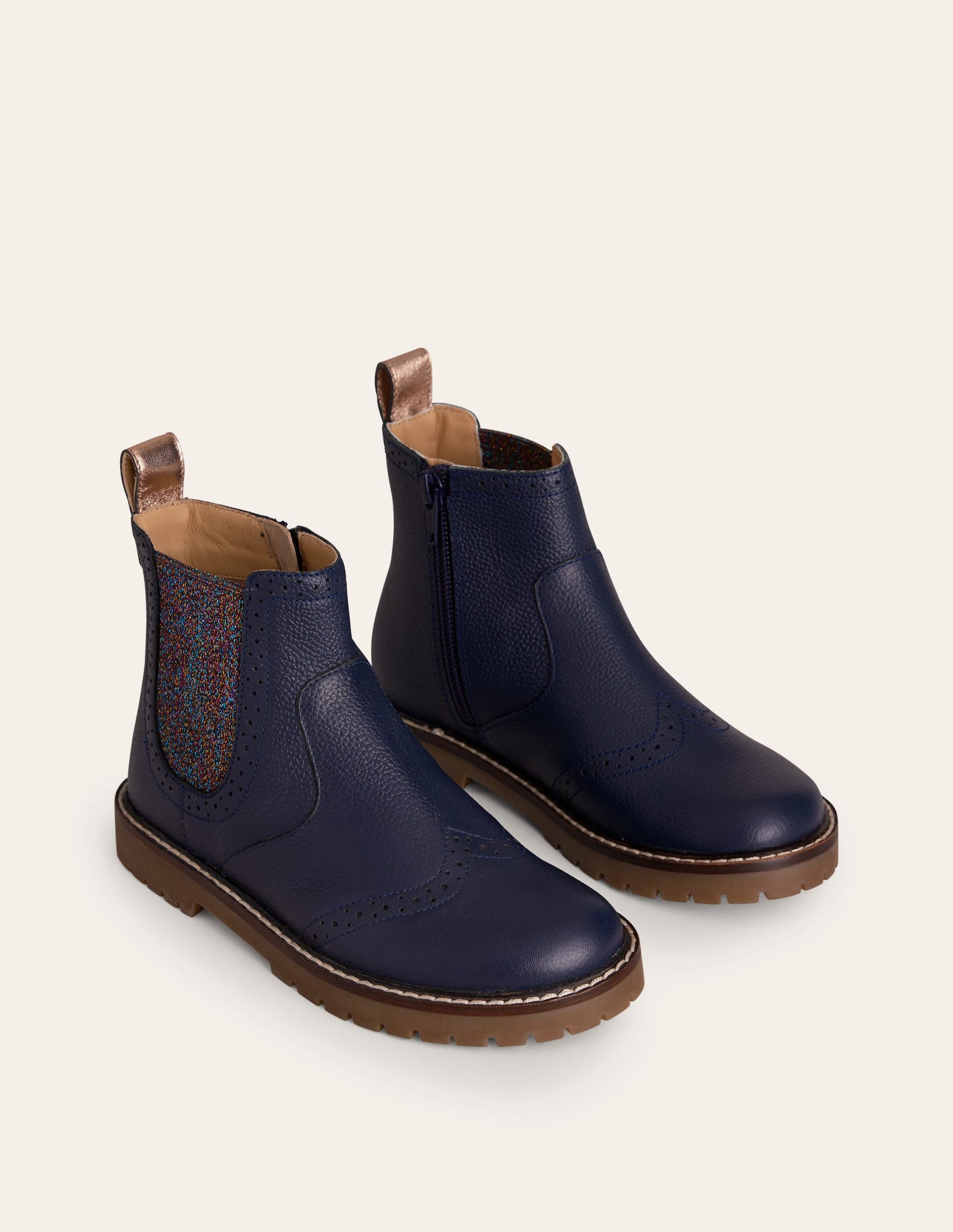 Leather Chelsea Boots-College Navy Floral