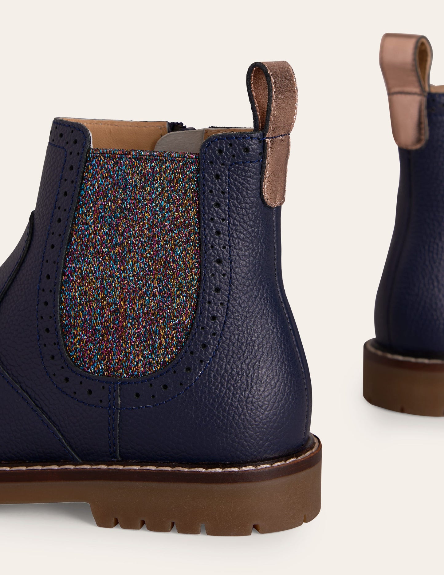 Leather Chelsea Boots-College Navy Floral