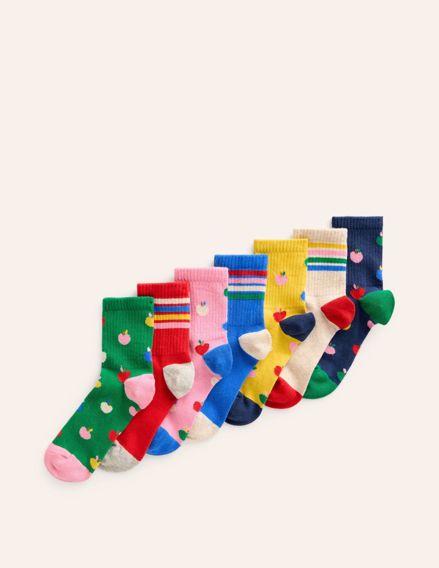 7-Pack Ribbed Socks-Multi Apples