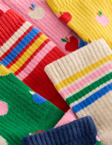 7-Pack Ribbed Socks-Multi Apples