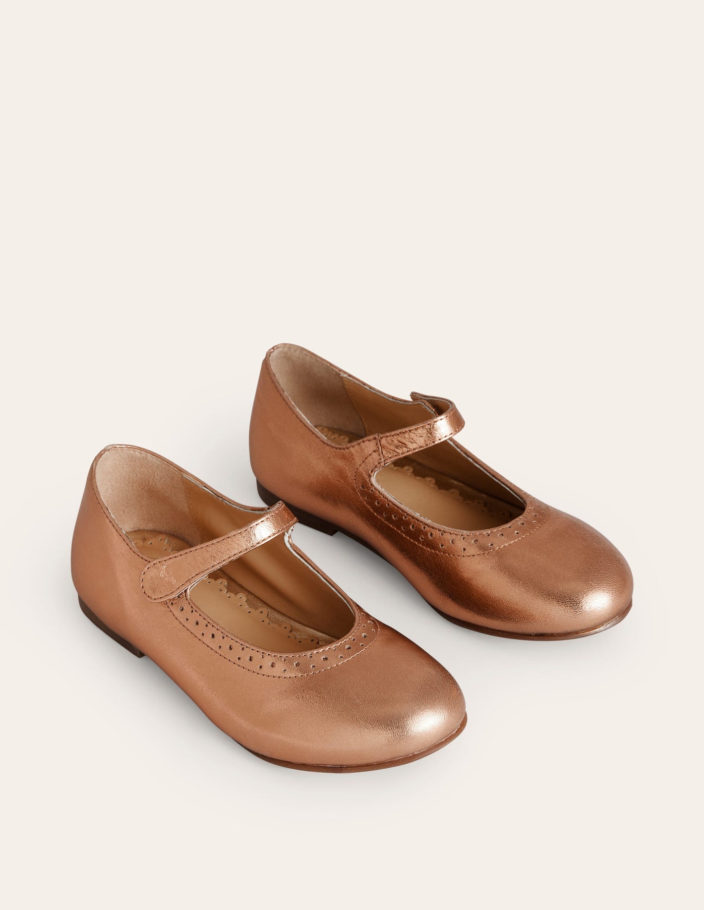 Leather Mary Janes-Bronze