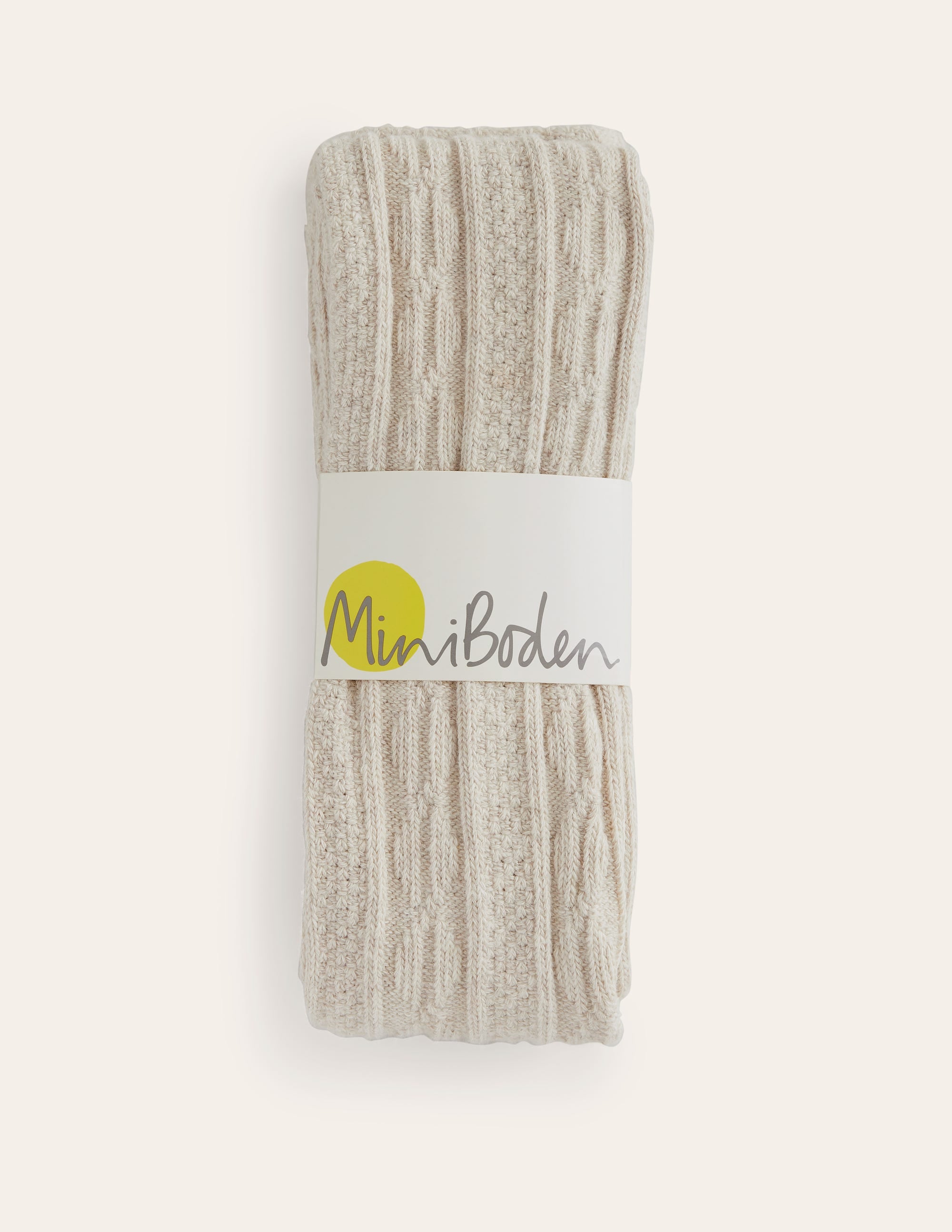 Cable Footless Tights-Oatmeal Marl - Image 2