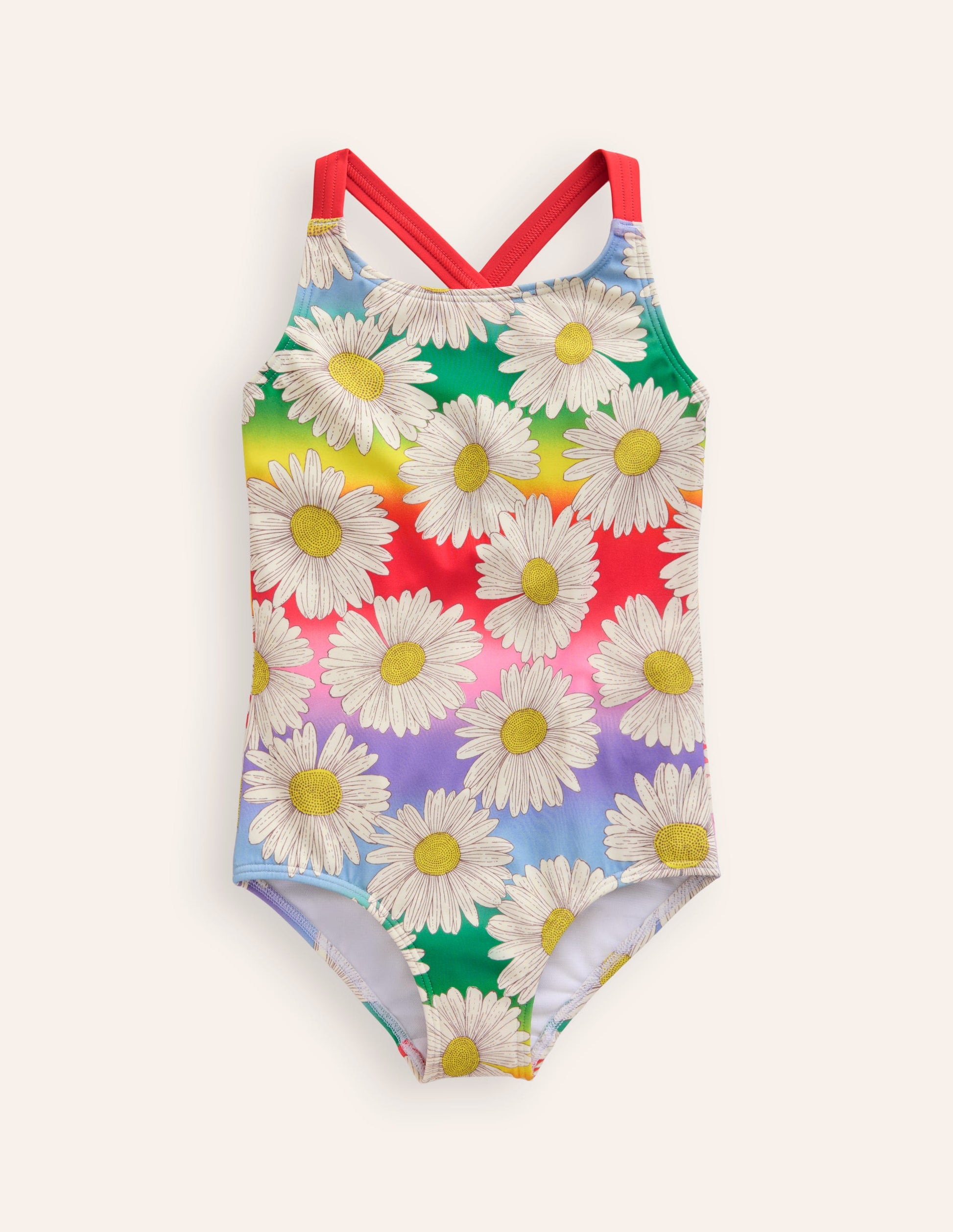 Cross-back Printed Swimsuit-Multi Ombre Daisy-1