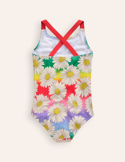 Cross-back Printed Swimsuit-Multi Ombre Daisy-2
