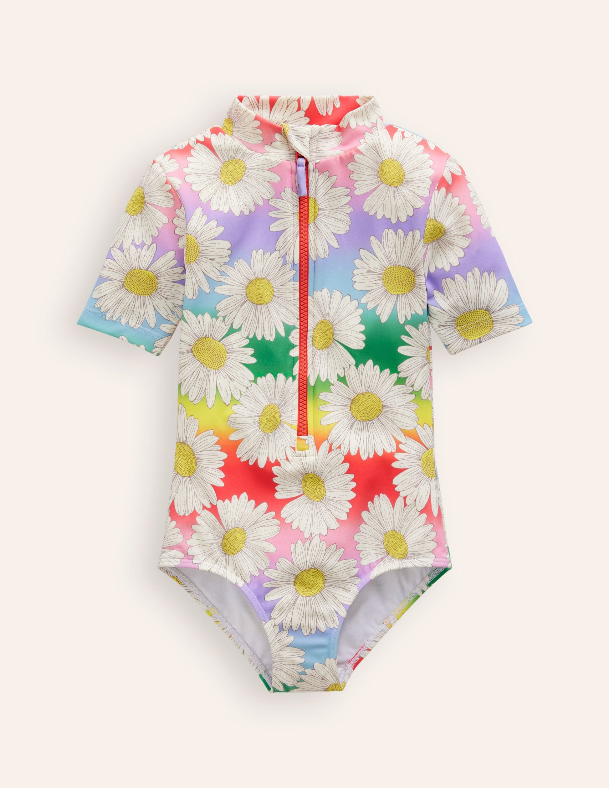 Short-sleeved Swimsuit-Multi Ombre Daisy-1
