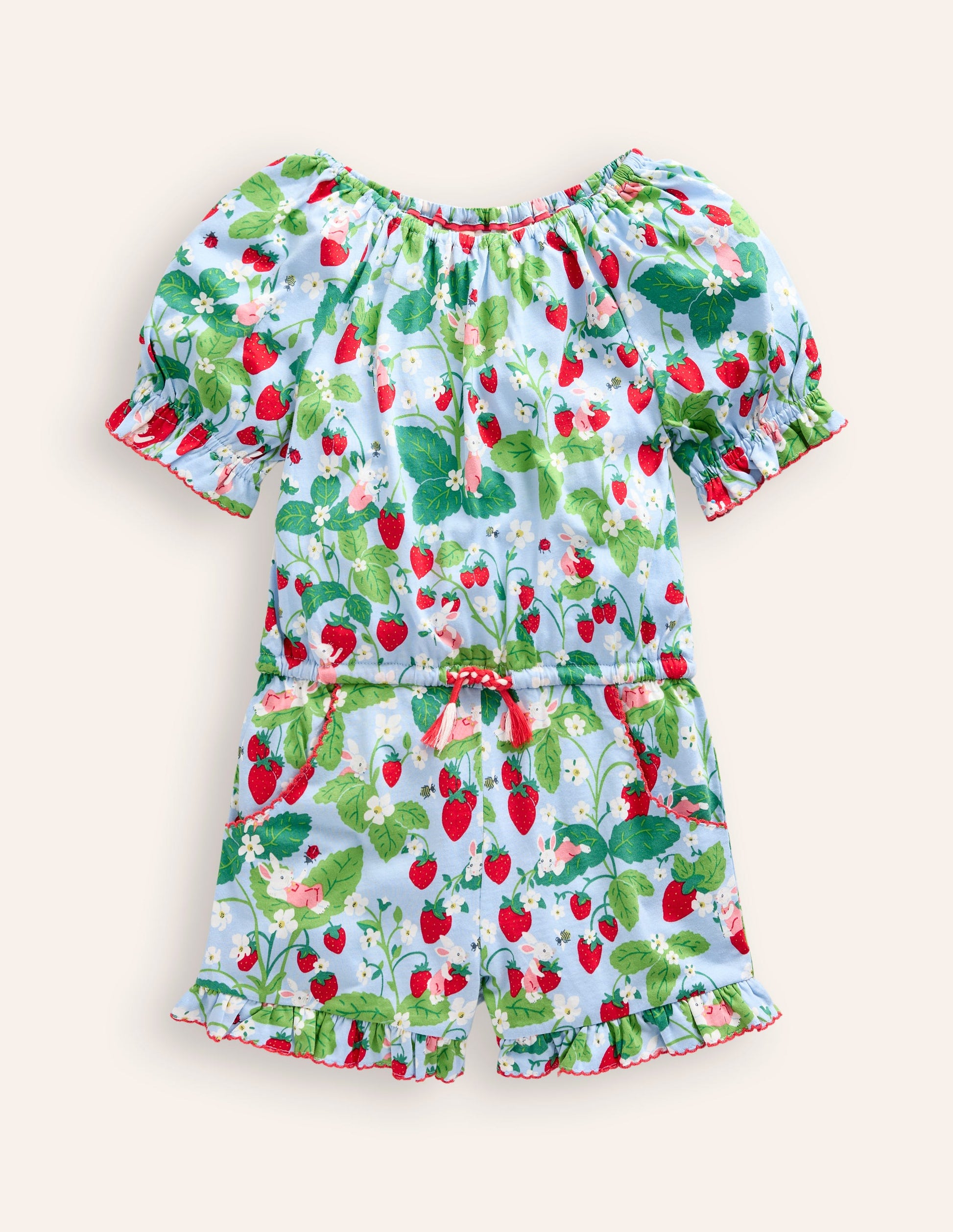 Printed Jersey Playsuit-Strawberry Field-1