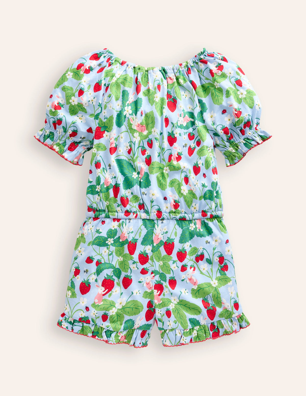 Printed Jersey Playsuit-Strawberry Field-2