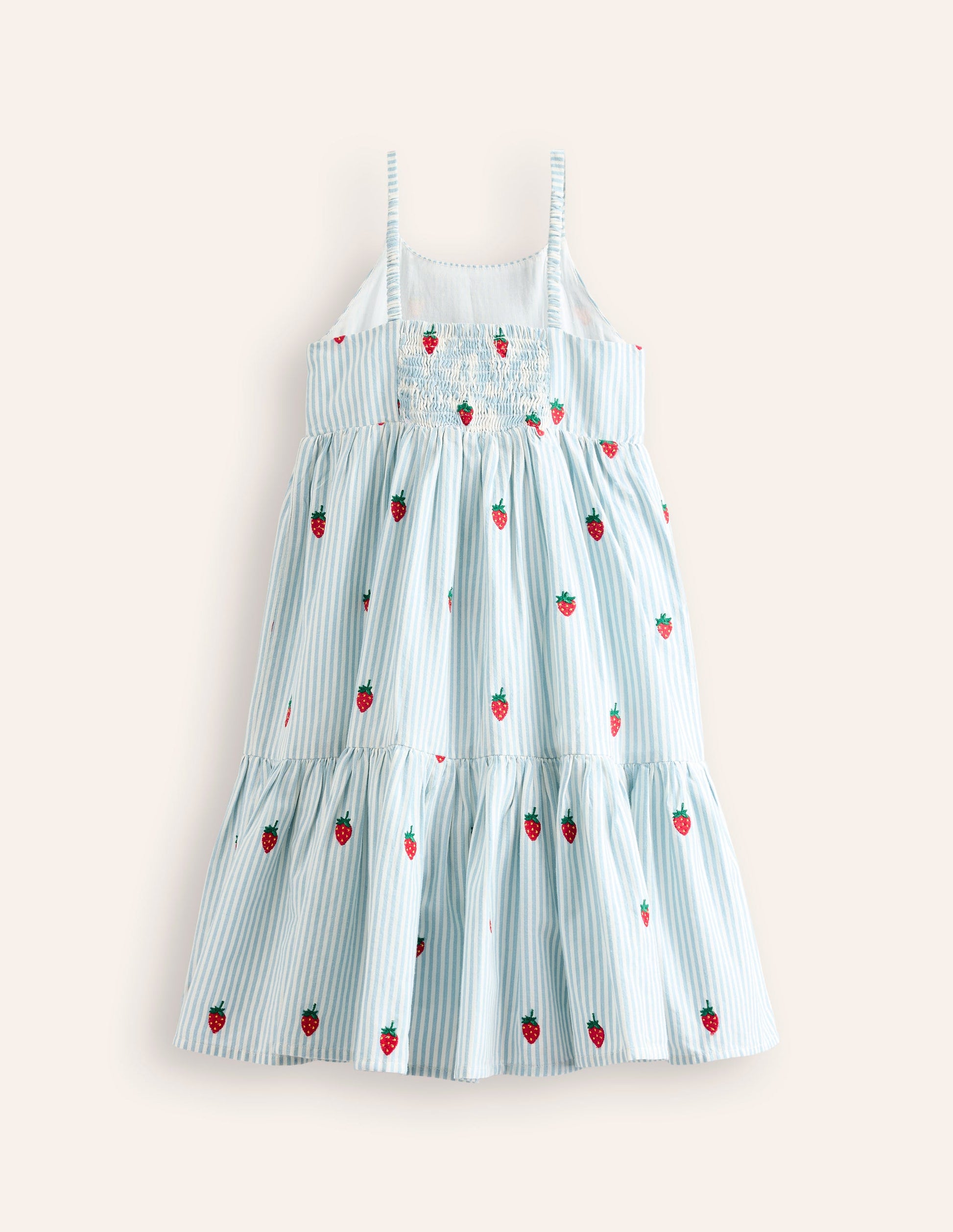 Tiered Twirly Sundress-Vintage Blue/ Ivory Strawberry-2