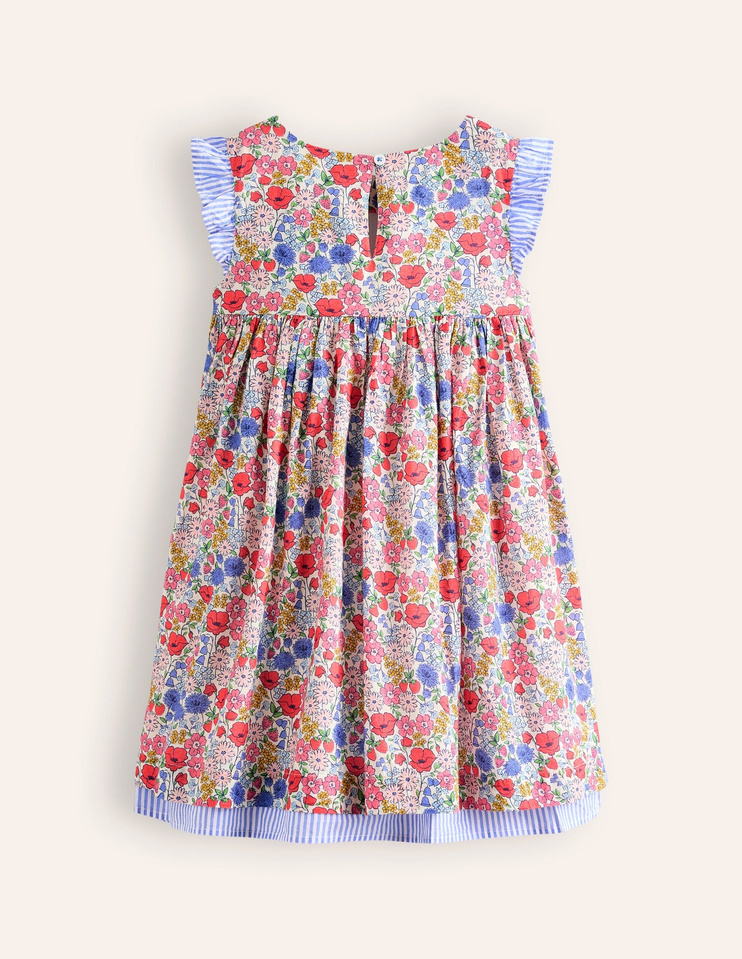 Smocked Lace Trim Dress-Multi Flowerbed