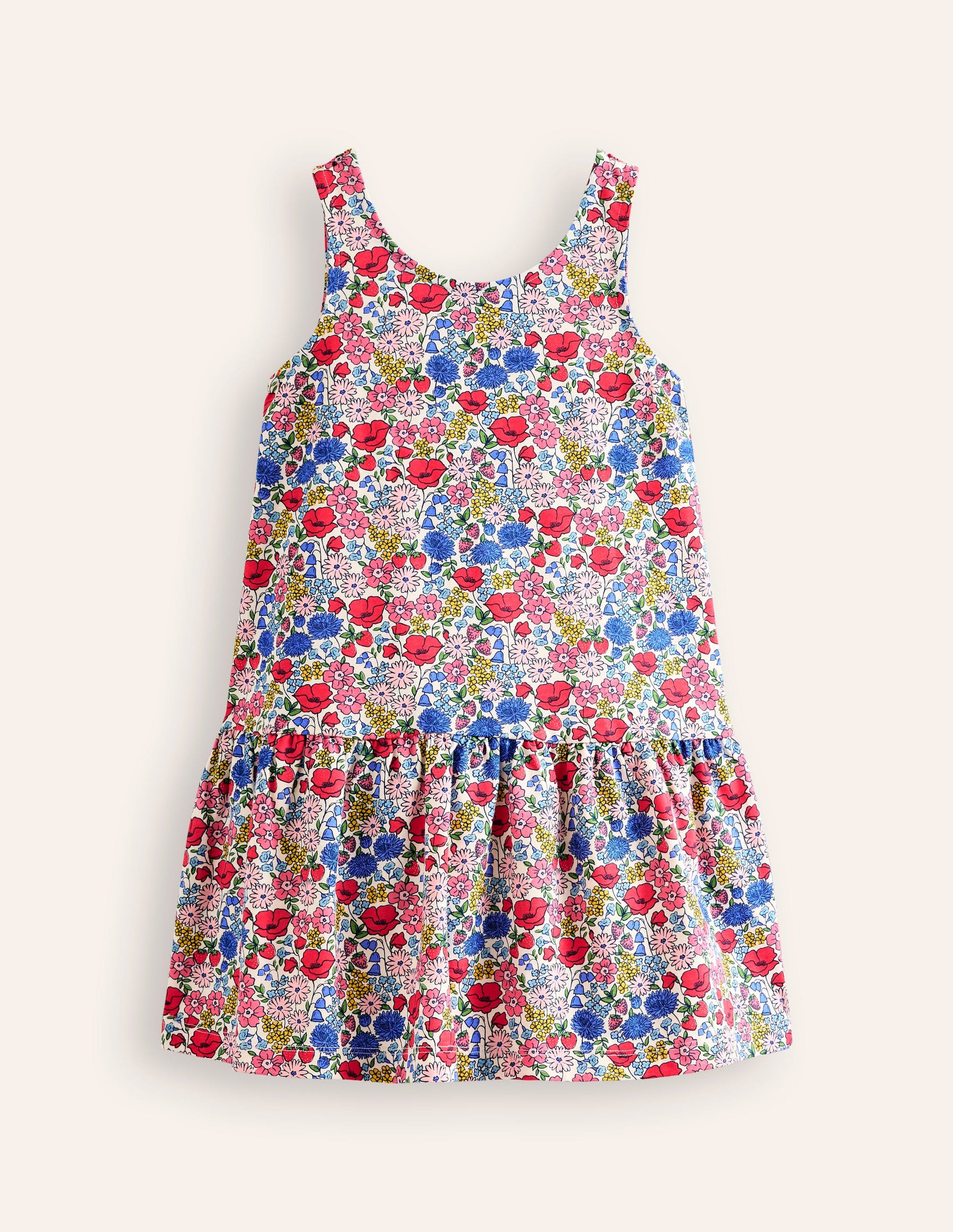 Strappy Drop Waist Dress-Multi Flowerbed-1