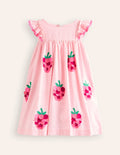Flutter Fruit Dress-Formica Pink/ Ivory Raspberry