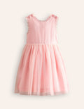 Tulle Appliqué Back Dress-Ballet Pink Butterfly