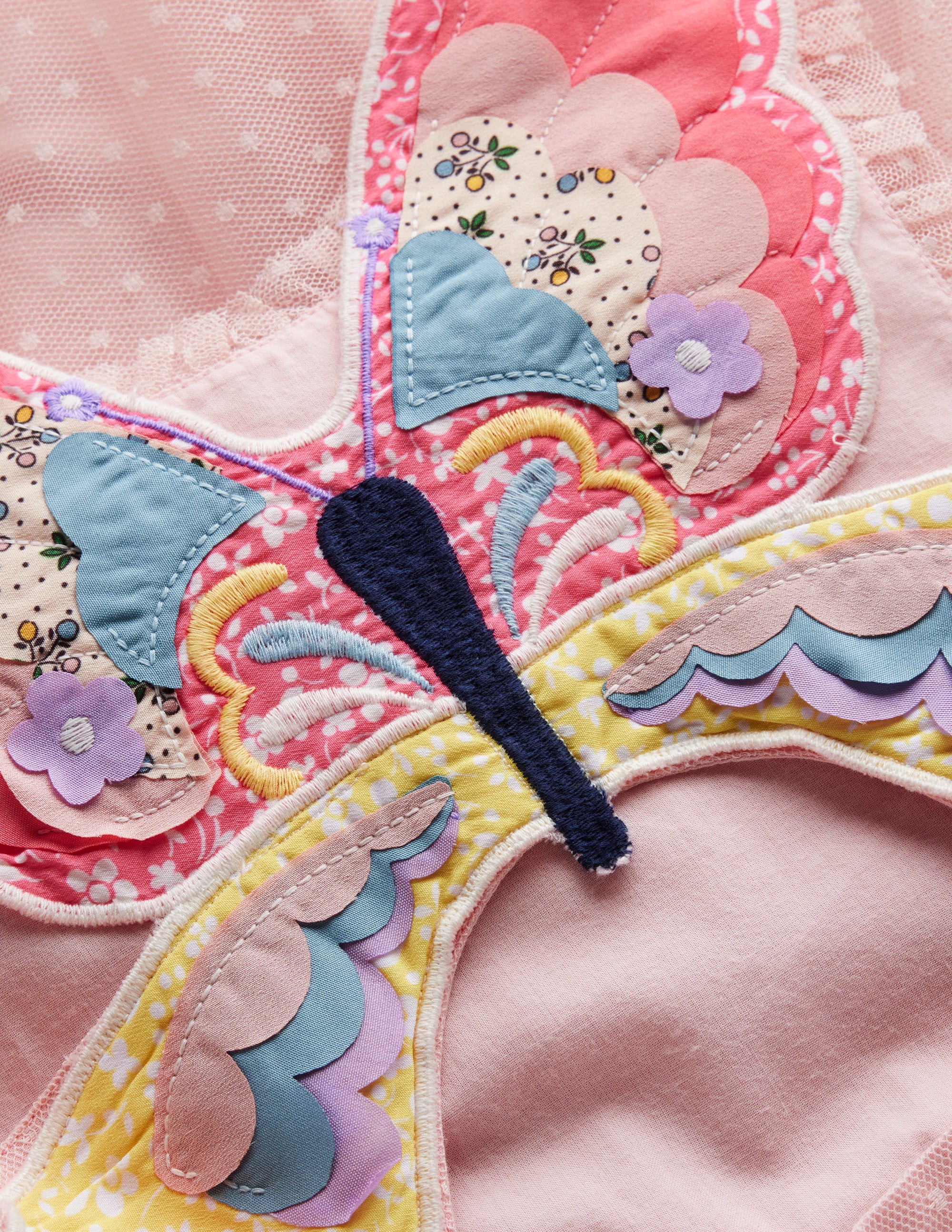 Tulle Appliqué Back Dress-Ballet Pink Butterfly - Image 3