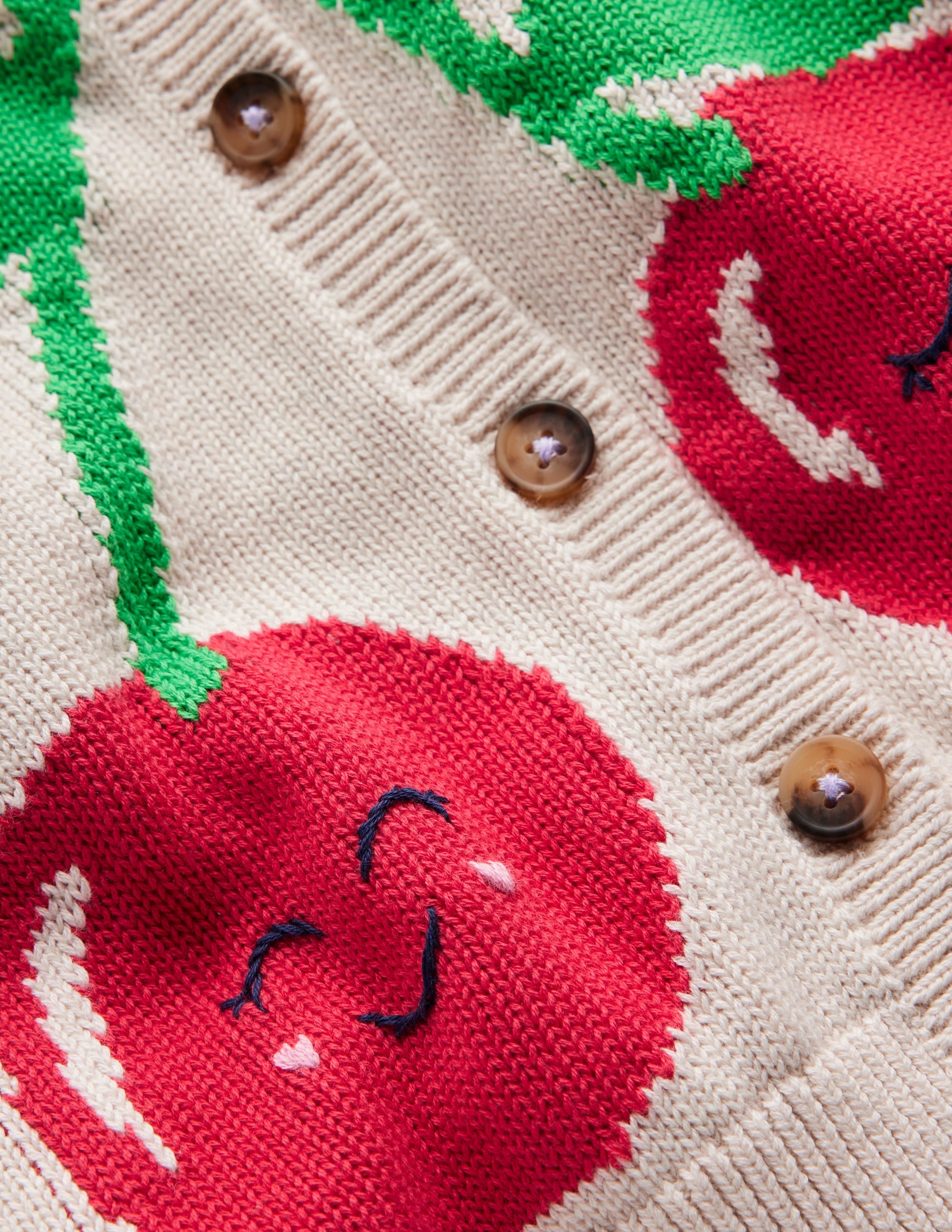 Fun Logo Cardigan-Ecru Marl Cherry - Image 3