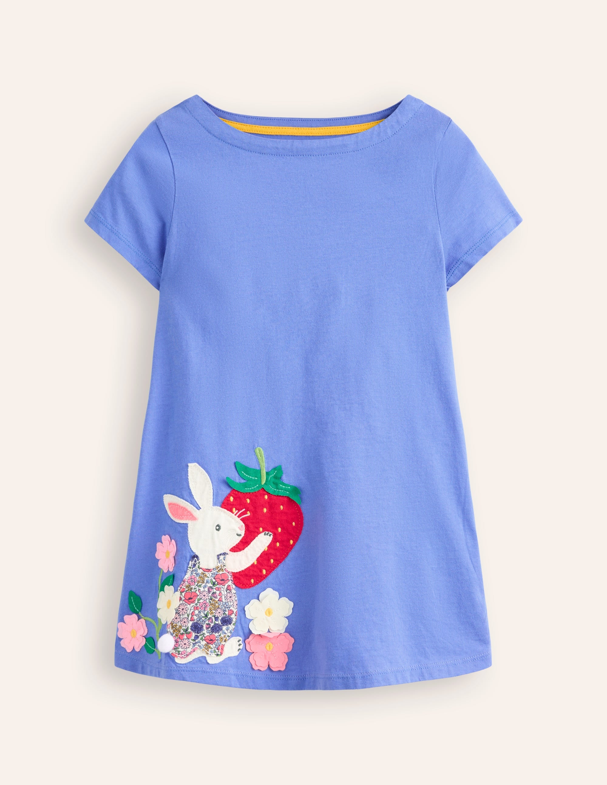 Short Sleeve Appliqué Tunic-Surf Blue Bunny - Image 1