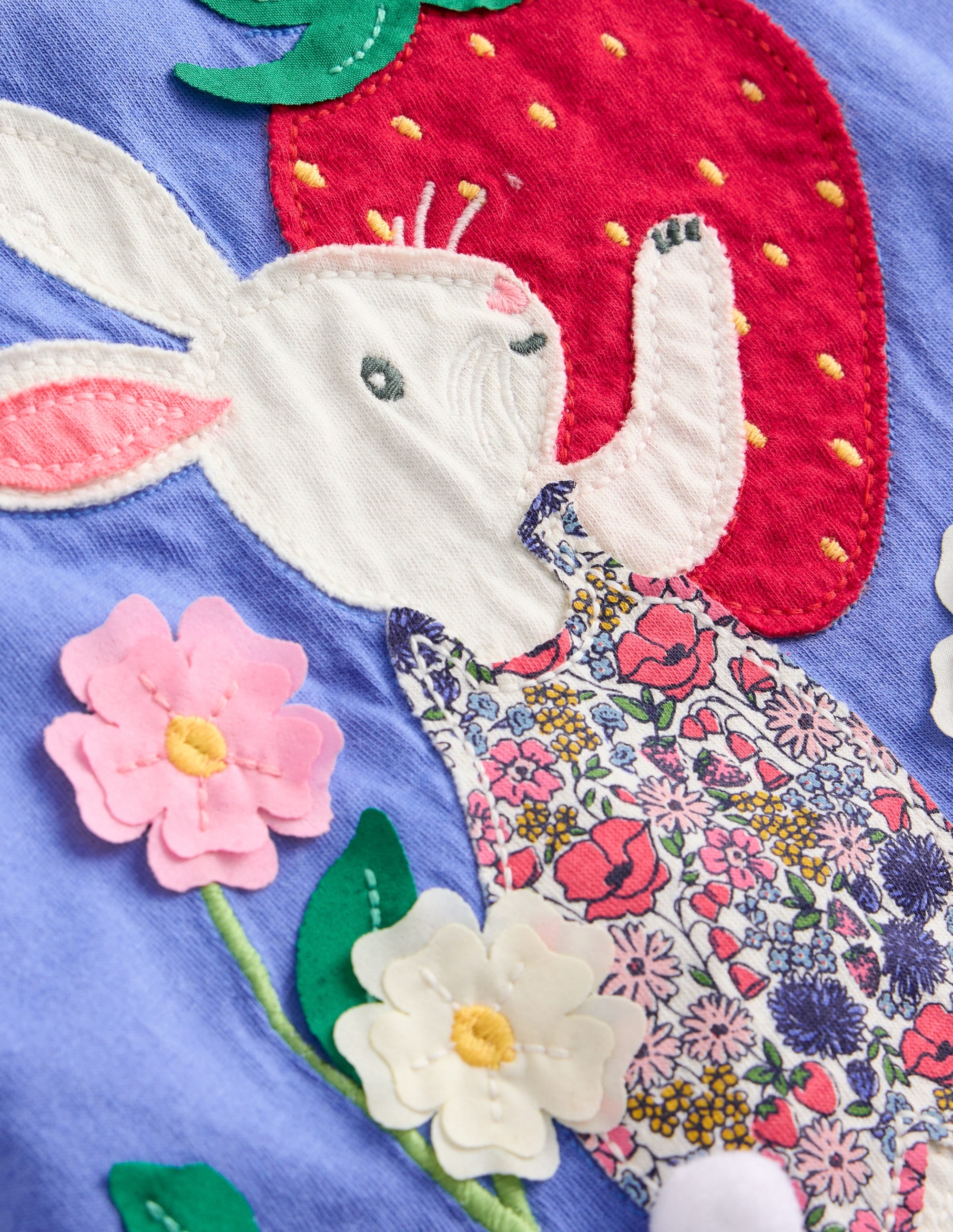 Short Sleeve Appliqué Tunic-Surf Blue Bunny - Image 3