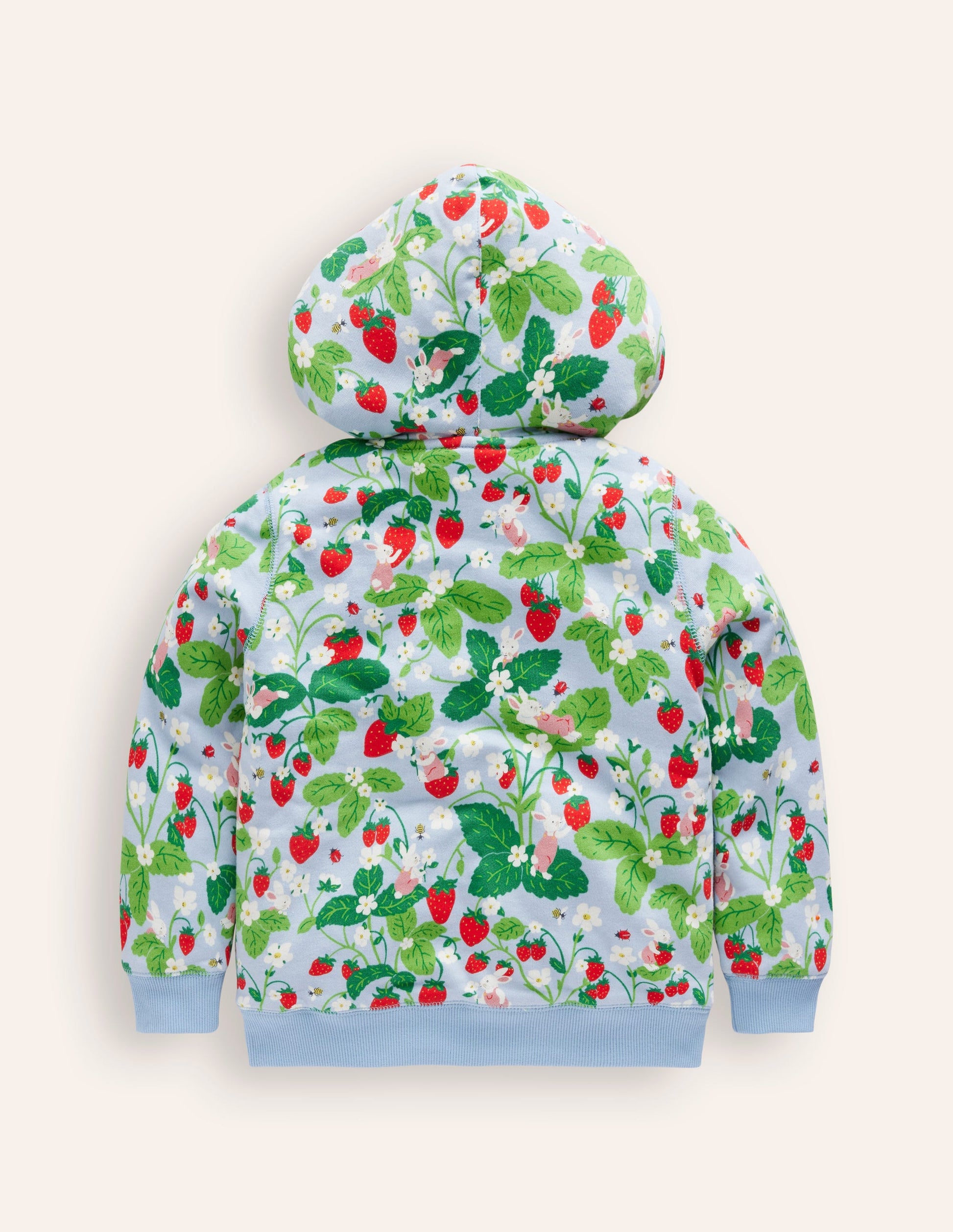 Shaggy-lined Hoodie-Strawberry Field Print-2