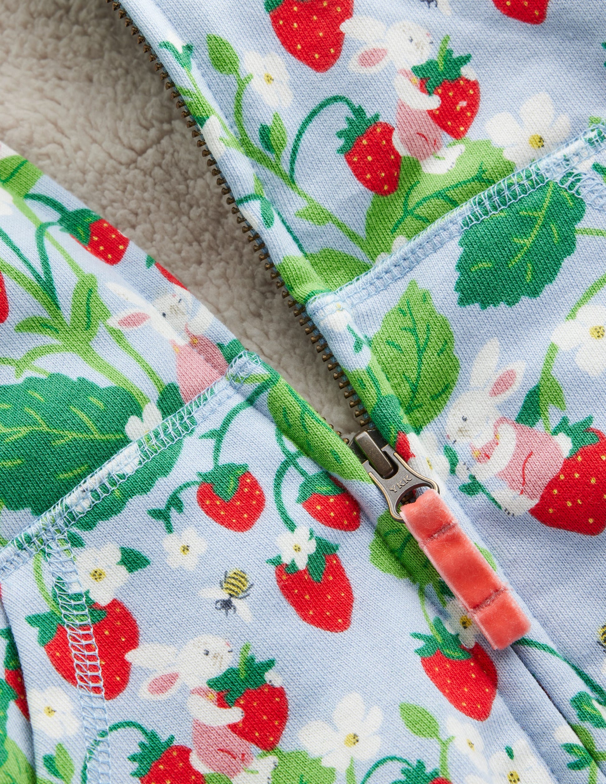 Shaggy-lined Hoodie-Strawberry Field Print-3