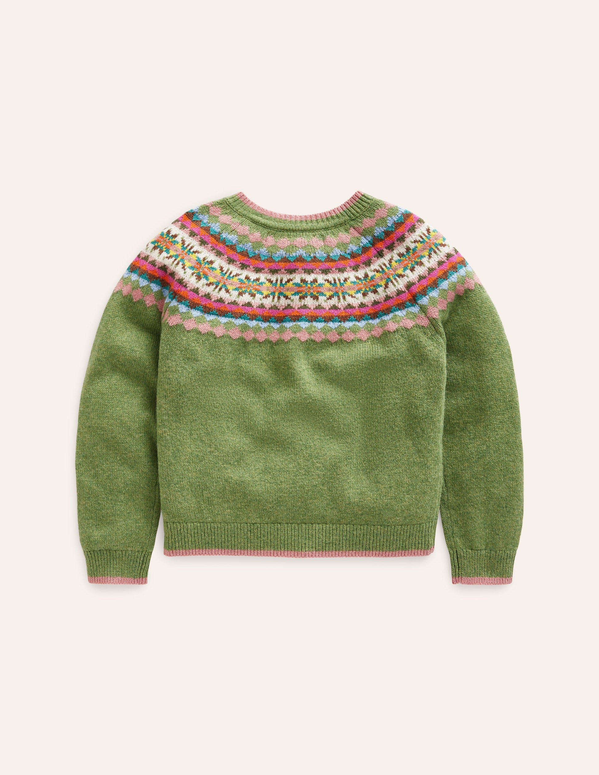 Edie Fair Isle Cardigan-Green/ Pink Fair Isle-6
